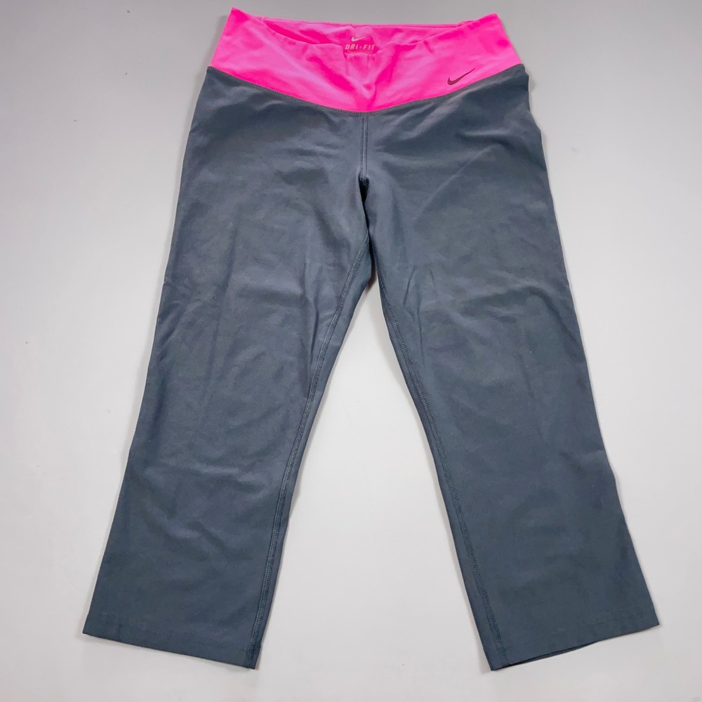 Nike Dri-FIT Legendary Training Pants Gray Pink Cropped Leggings Womens S